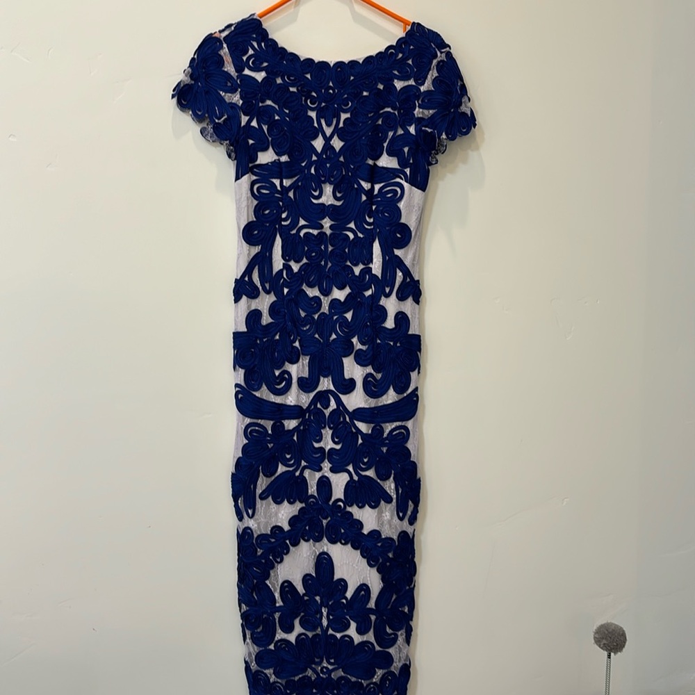 JS Collections Royal Blue Lace Midi Dress